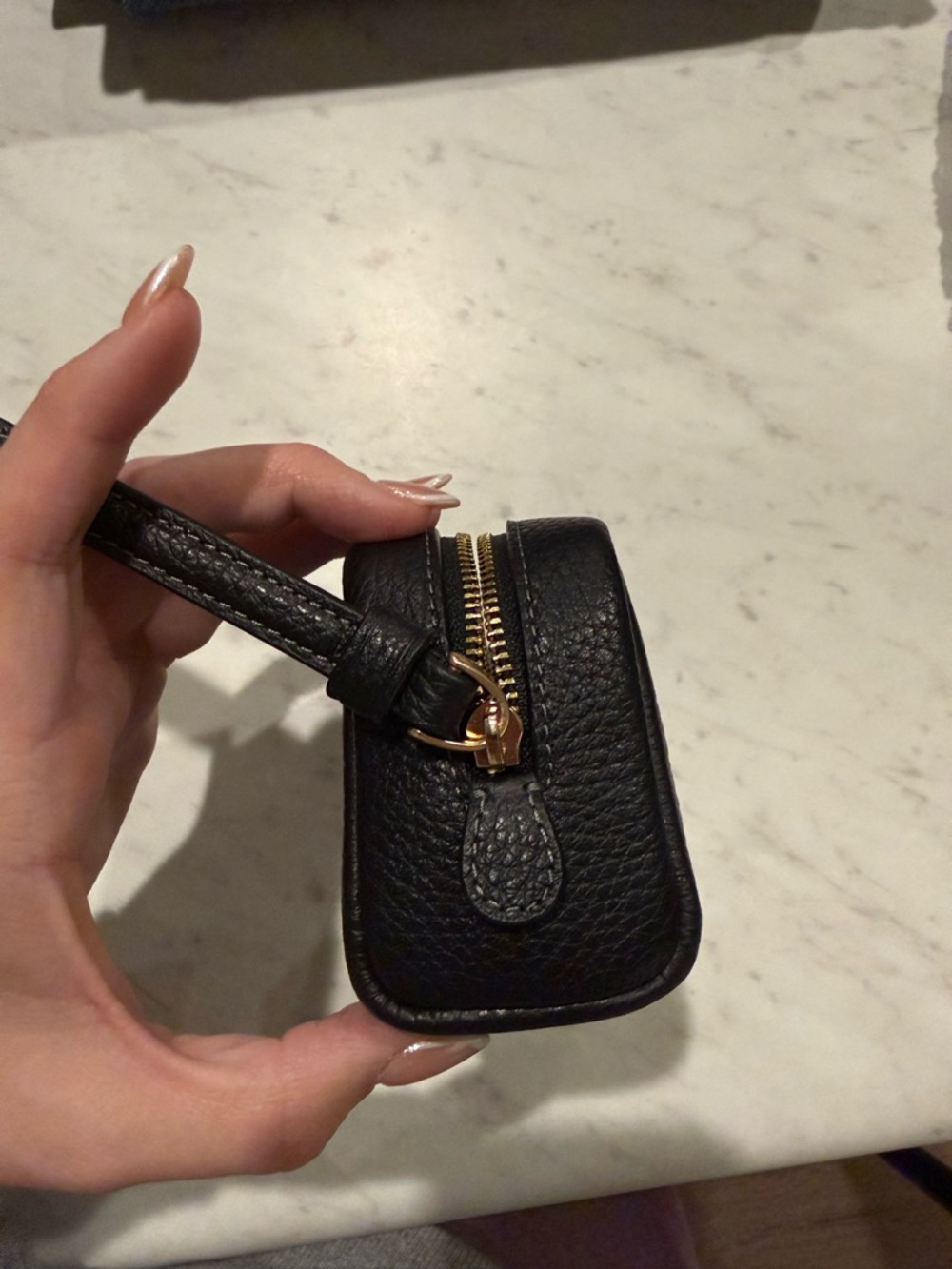 Coach Black Pebbled Leather Wristlet with Gold Logo - Picture 5 of 5
